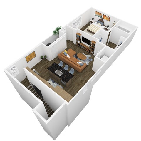 3d floor plan of a 2100 sq ft home